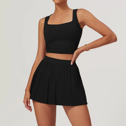 Women's 2 Piece Yoga Set Sports Bra & Short Skirt
