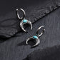 Vintage Moon Earrings for Men | Green Stone Stainless Steel Hoop Jewelry
