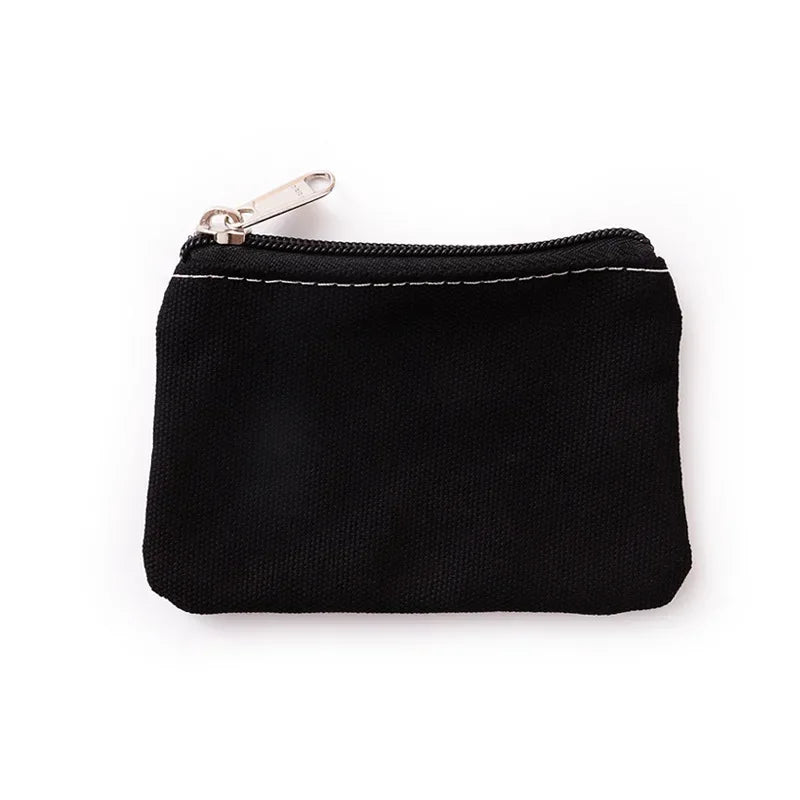 Solid Color Canvas Zipper Coin Purse | Mini Money Pouch for Women Men