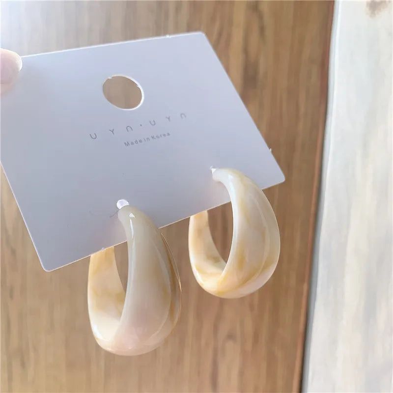C-Shape Resin Hoop Earrings | Colorful Geometric Acrylic Jewelry for Women