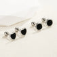 925 Sterling Silver Black Heart Star Stud Earrings | Small Round Earrings for Women
