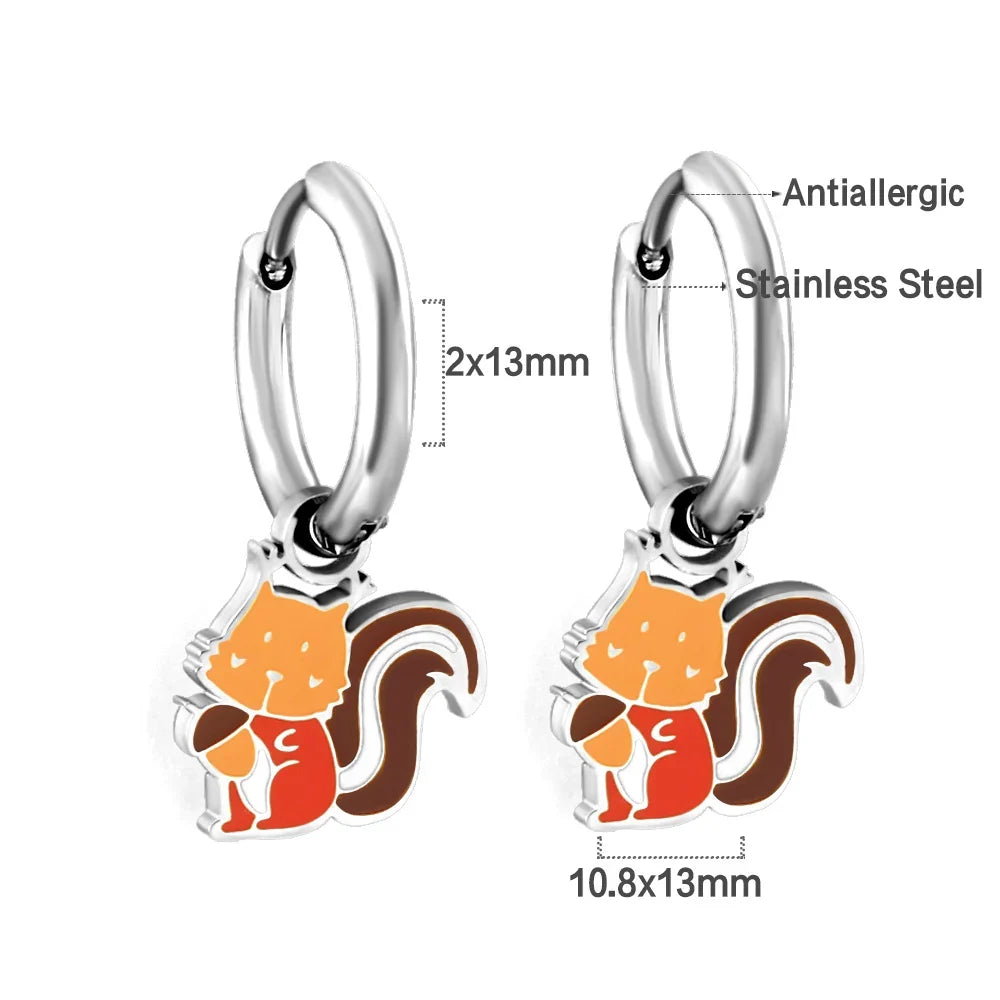 LUXUSTEEL Animal Hoop Earrings | Stainless Steel Drop Earrings for Women