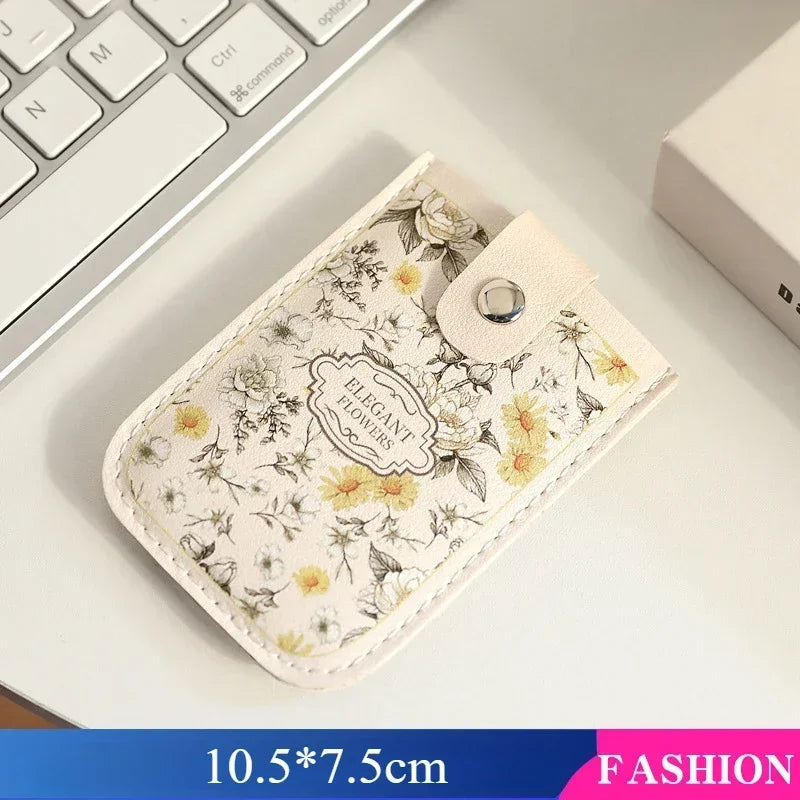 Creative 5 Card Pocket PU Leather Mini Wallet with RFID Blocking and Floral Print | Slim ID Card Holder