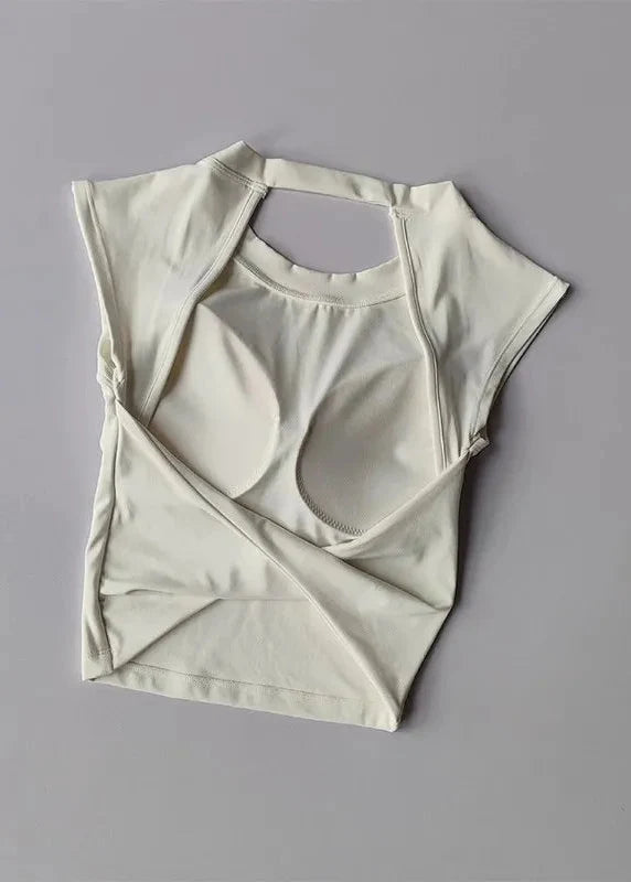 Slim Backless Yoga T-Shirt Vest with Built-In Pads