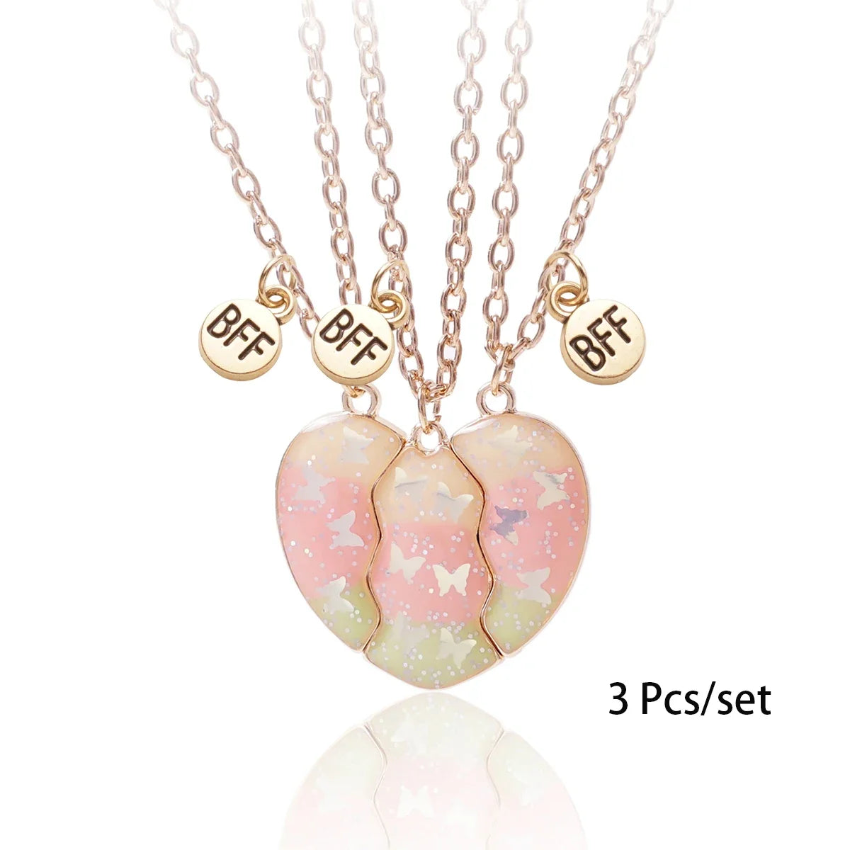 3 Pcs/set Best Friends Pendant Necklace For Woman Magnetic Adjustable Rainbow Daisy Lover Broken Heart Chain BFF Jewelry Gifts