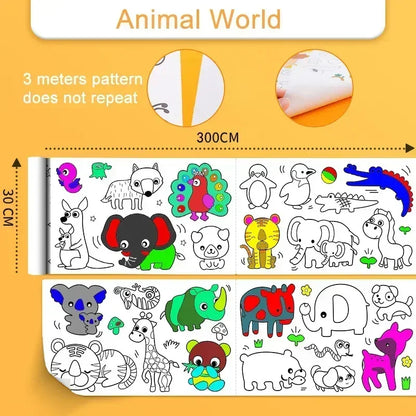 Children's Drawing Roll | Sticky Color Filling Paper for DIY Painting