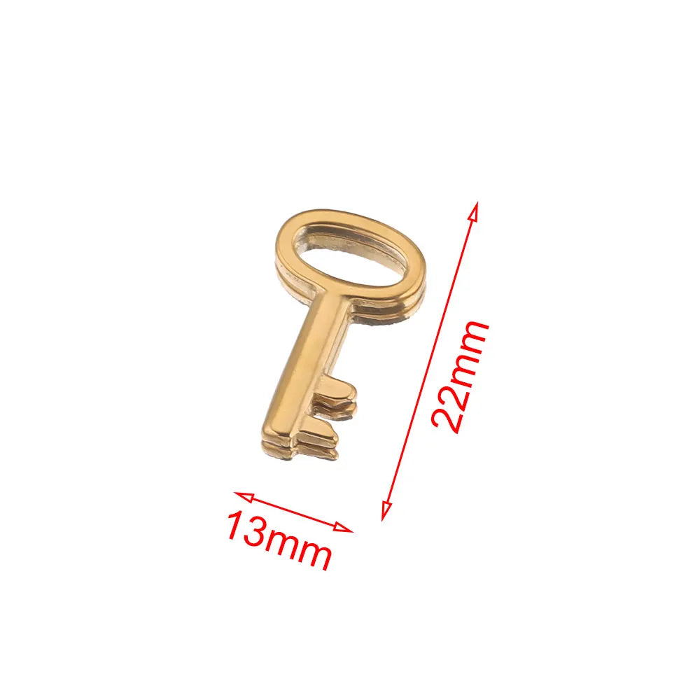 Gold Plated Heart Lock Key Pendant Set | 5pcs Stainless Steel Charms for DIY Jewelry