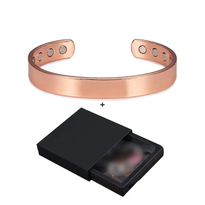 Vinterly Pure Copper Bracelets for Women Men 10mm Wide Adjustable Cuff Copper Magnetic Bangles Arthritis Healing Energy Jewelry