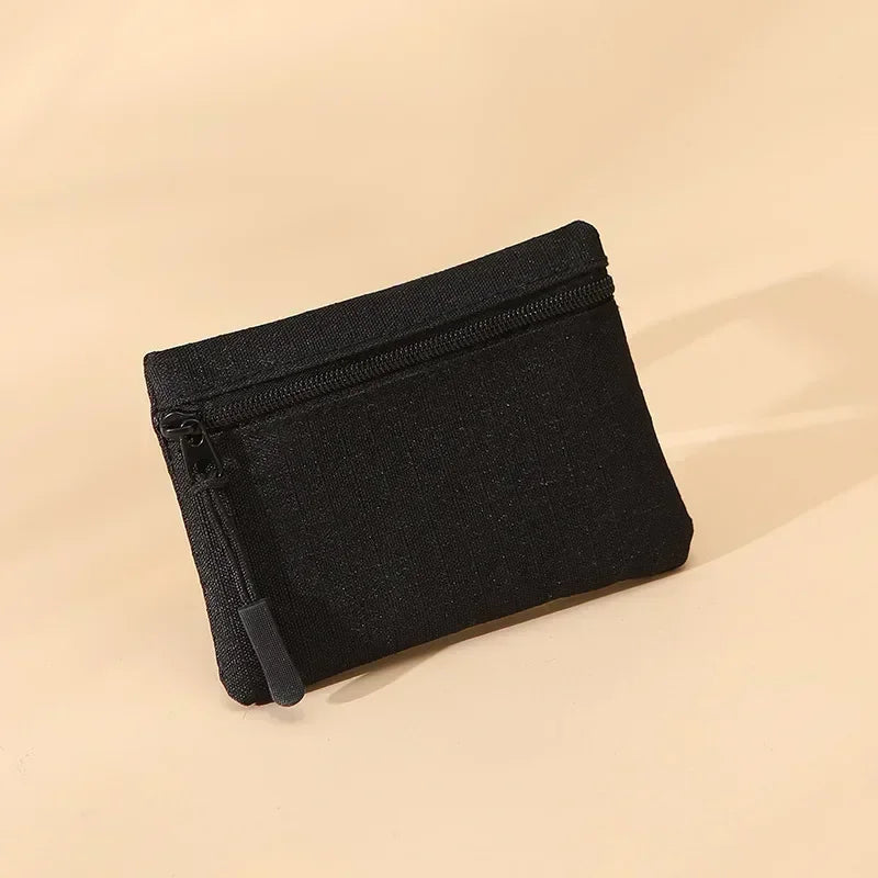 Women Mini Zippers Canvas Coin Purse | Compact Wallet with Keychain