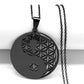 Sacred Geometry Flower of Life Necklace | Stainless Steel Mandala Pendant with Black Beads
