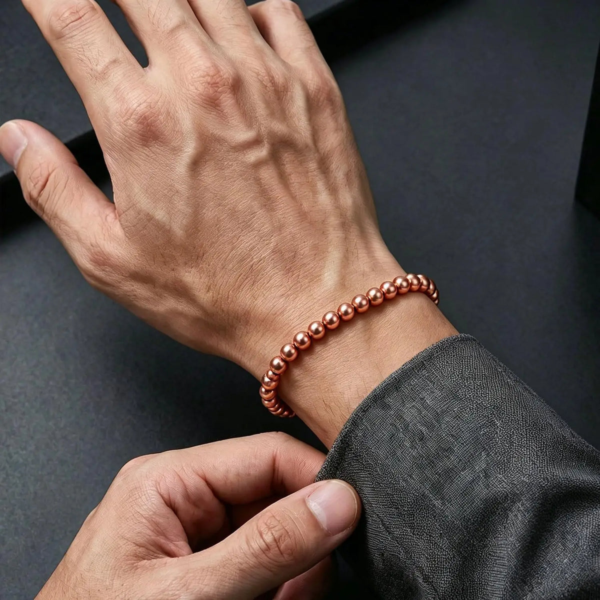 ARADOO Pure Copper Beaded Bracelet for Women Men Jewelry Gifts