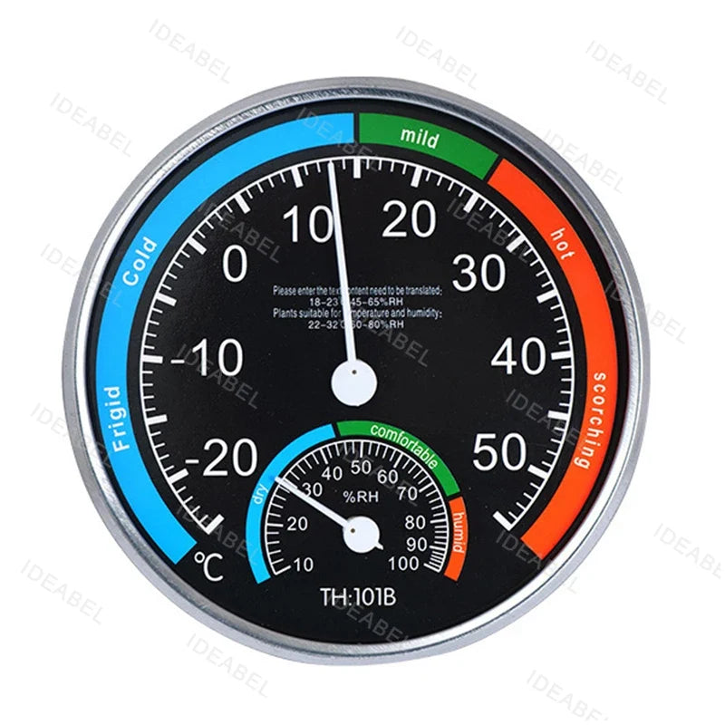 Round Thermometer Mechanical Sensor | Indoor Outdoor Temperature and Humidity Monitor