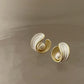 Gold Tone Irregular Pearl Stud Earrings | Retro Fashion Jewelry for Women