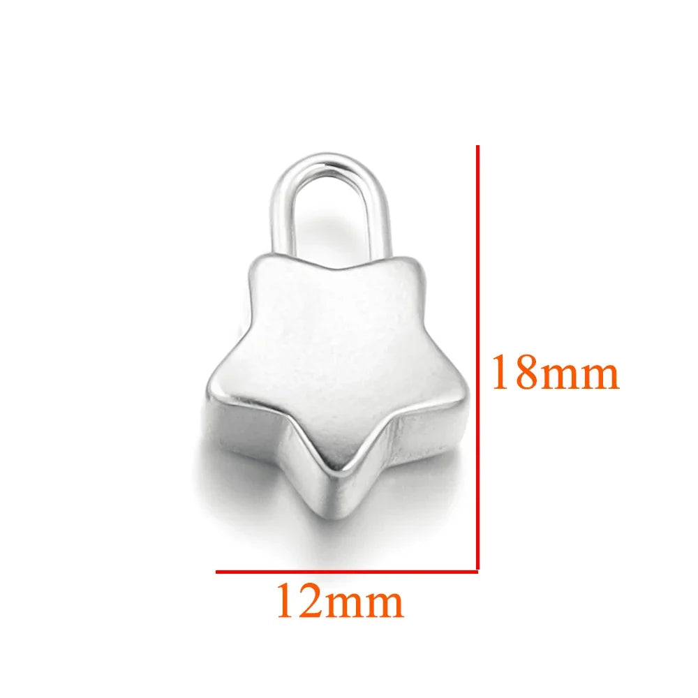 Gold Plated Heart Lock Key Pendant Set | 5pcs Stainless Steel Charms for DIY Jewelry