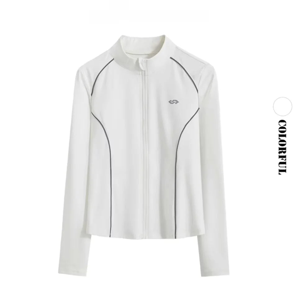 Women's 2-Piece Zipper Gym Set: High Waist Tracksuit & Jacket
