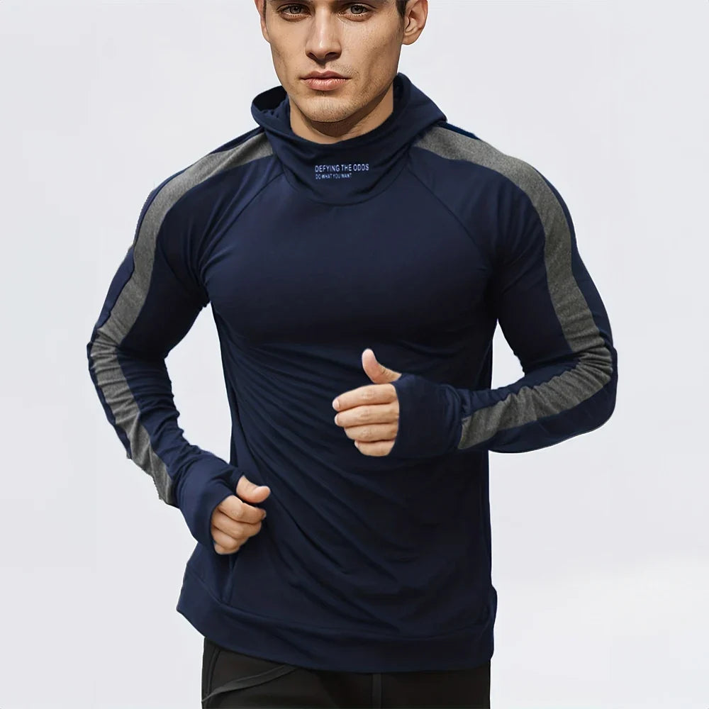 Breathable Men's Compression Hoodie for Autumn Runs
