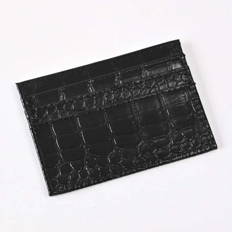 Credit Card Holder for Women Men | Slim Wallet with Crocodile Pattern