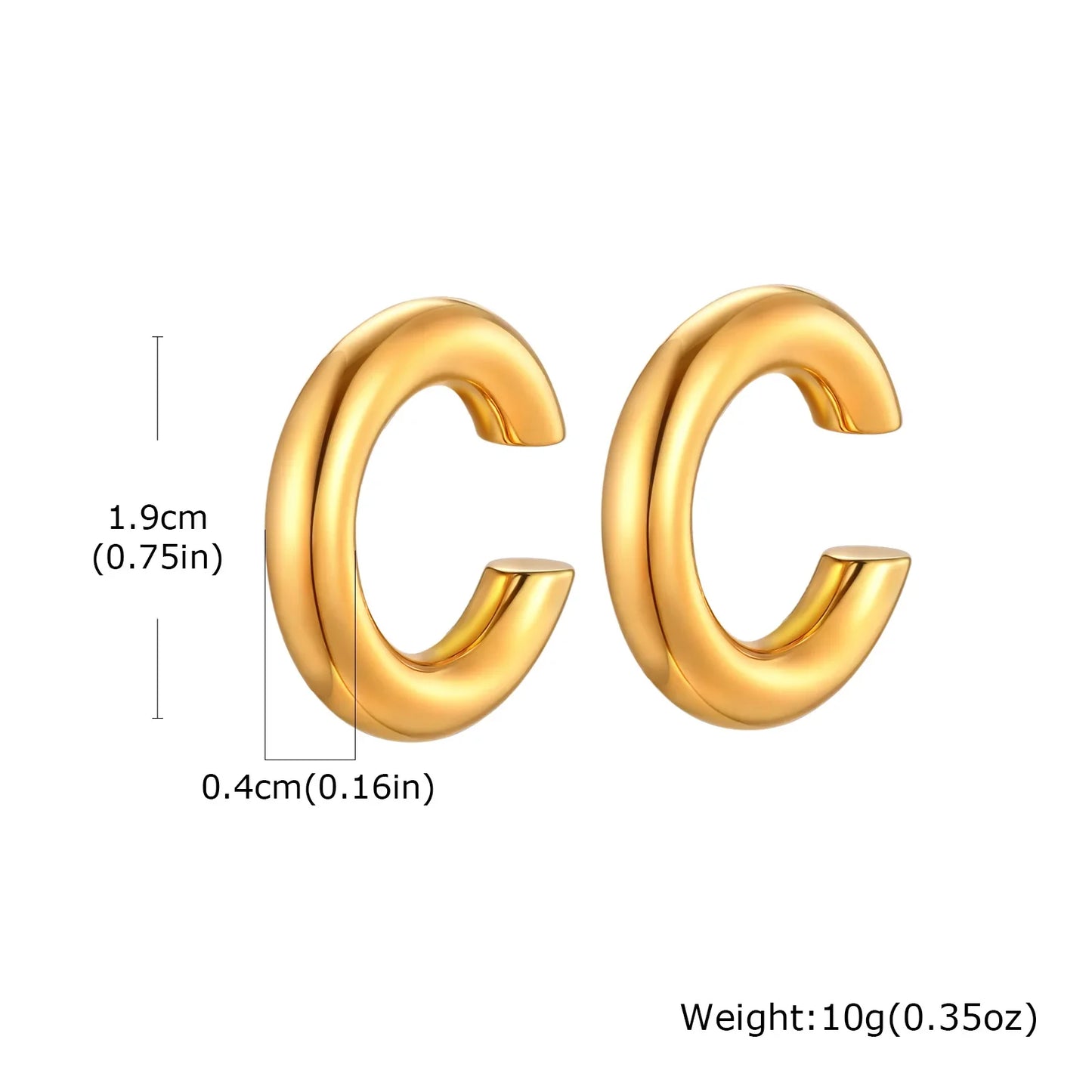 Stainless Steel C-Shaped Ear Clip | Punk Fake Piercing Ear Cuff for Women