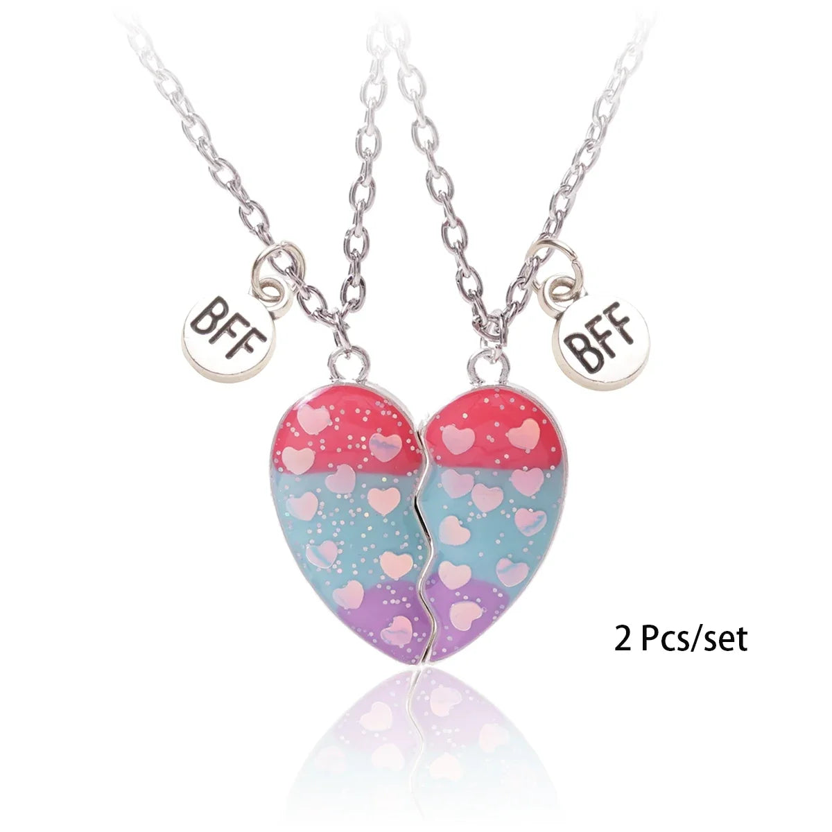 3 Pcs/set Best Friends Pendant Necklace For Woman Magnetic Adjustable Rainbow Daisy Lover Broken Heart Chain BFF Jewelry Gifts