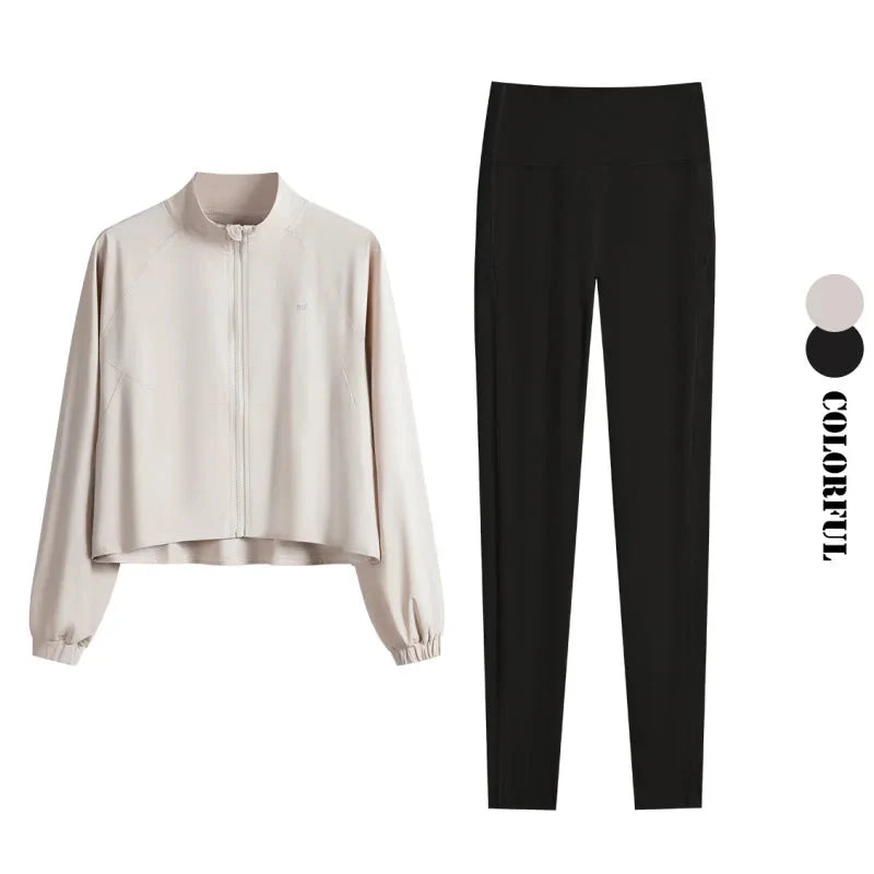 Women’s 2-Piece Yoga Set: Zip Jacket & High Waist Leggings