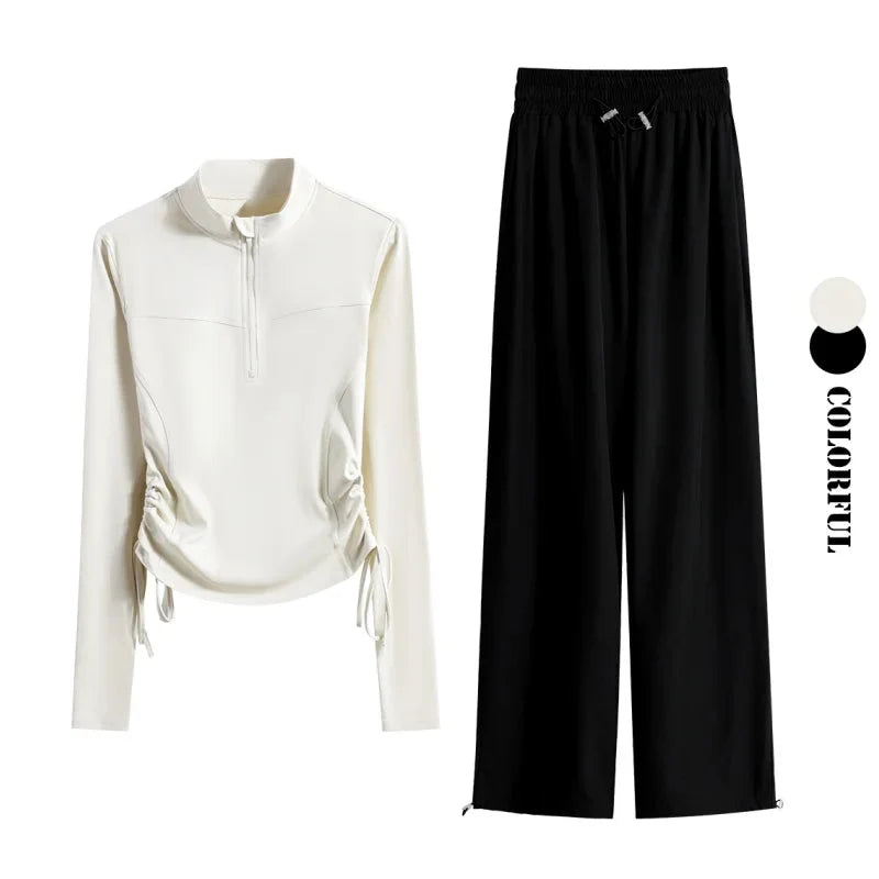 Women’s 2-Piece Yoga Set: Drawstring Top & Sweatpants