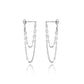 Silver Tassel Drop Earrings | Double Chain Rear-Hanging Earrings for Women