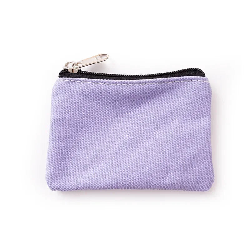 Solid Color Canvas Zipper Coin Purse | Mini Money Pouch for Women Men