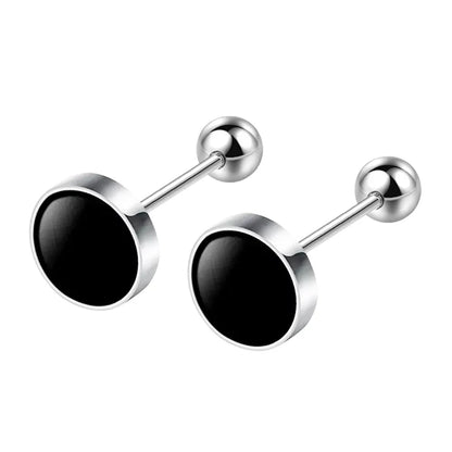 925 Sterling Silver Black Heart Star Stud Earrings | Small Round Earrings for Women