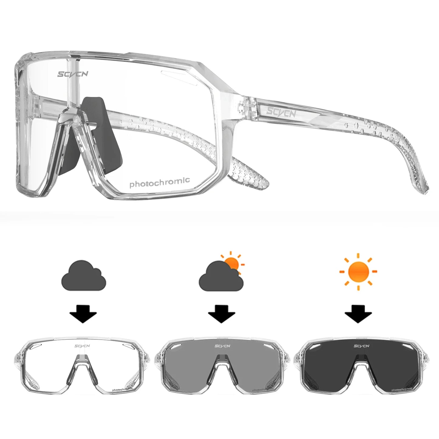 SCVCN Brand Photochromic Cycling Sunglasses UV400 Women Sports Running Eyewear Men Road Mountain Bicycle Glasses Bike Goggles