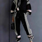 Plus Size Striped Sweatshirt & Pants Set
