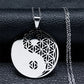 Sacred Geometry Flower of Life Necklace | Stainless Steel Mandala Pendant with Black Beads