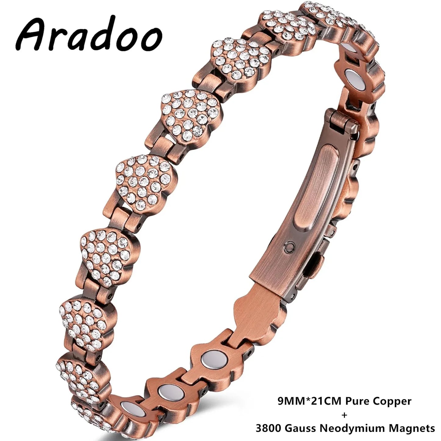 ARADOO Rose Design Pure Copper Bracelets for Women with 3800 Gauss Neodymium Magnetic Bracelet Jewelry Gifts