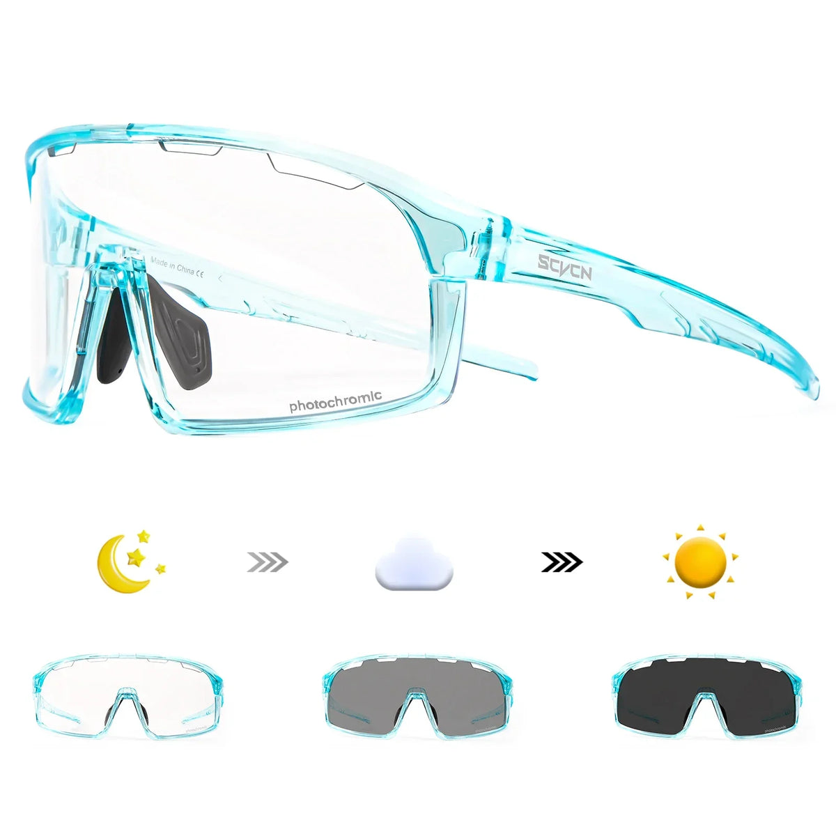 SCVCN Sports Photochromic Sunglasses Men Outdoor Bicycle Cycling Glasses Women Driving Bike Eyewear UV400 Climbing Goggles
