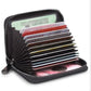 Business Card Holder Wallet | PU Leather Credit Card Case with Zipper Closure