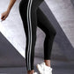 High Waisted Slim Fit Leggings with Side Stripes for Women