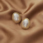 Gold Tone Irregular Pearl Stud Earrings | Retro Fashion Jewelry for Women