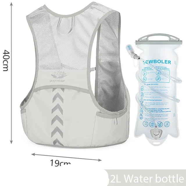 Running Hydration Backpack: 5L with 2L Water Bladder & 500ml Bottle