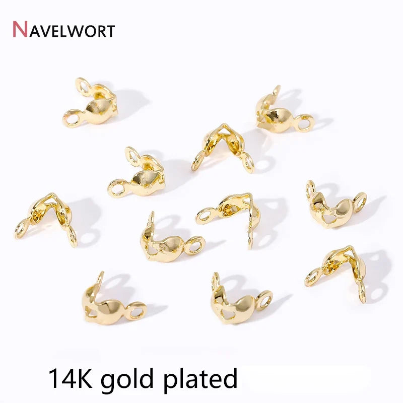 18K Gold Plated Double-Cup Bead Tips | Jewelry Findings for DIY Necklaces and Bracelets
