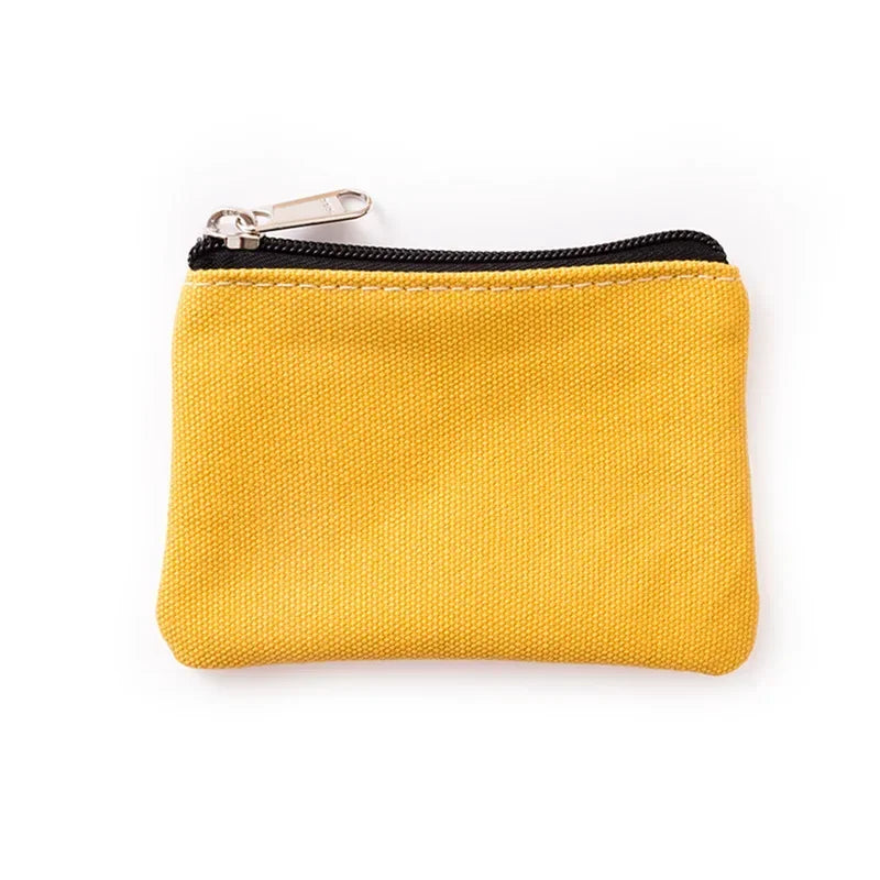 Solid Color Canvas Zipper Coin Purse | Mini Money Pouch for Women Men