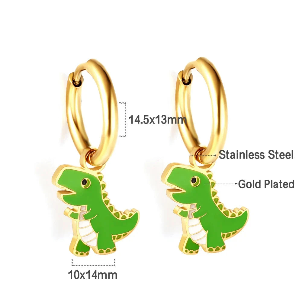 LUXUSTEEL Animal Hoop Earrings | Stainless Steel Drop Earrings for Women