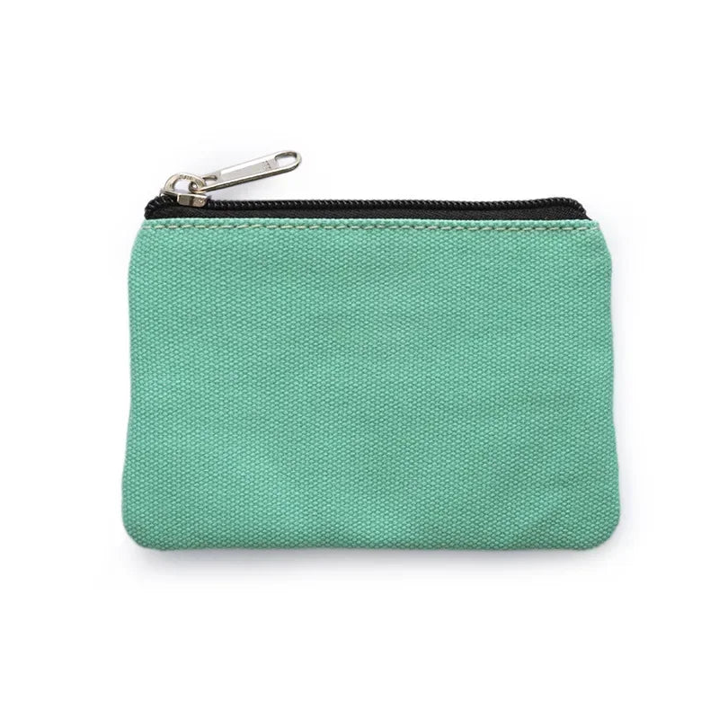 Solid Color Canvas Zipper Coin Purse | Mini Money Pouch for Women Men