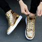 Men's Glitter High Top Sneakers Shiny Party Stage Shoes Casual Fashion Footwear Tênis Alto Brilhante Zapatillas Altas Brillantes