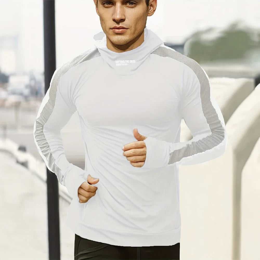Breathable Men's Compression Hoodie for Autumn Runs