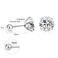 Surgical Steel Cubic Zirconia Stud Earrings | Unisex Screw-Back Earrings