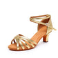 Gold Silver Woman Latin Dance Shoes With Rhinestone Buckle Jazz Salsa Dance Shoes For Ladies Girls Suede Soft Sole 5/7cm Heel