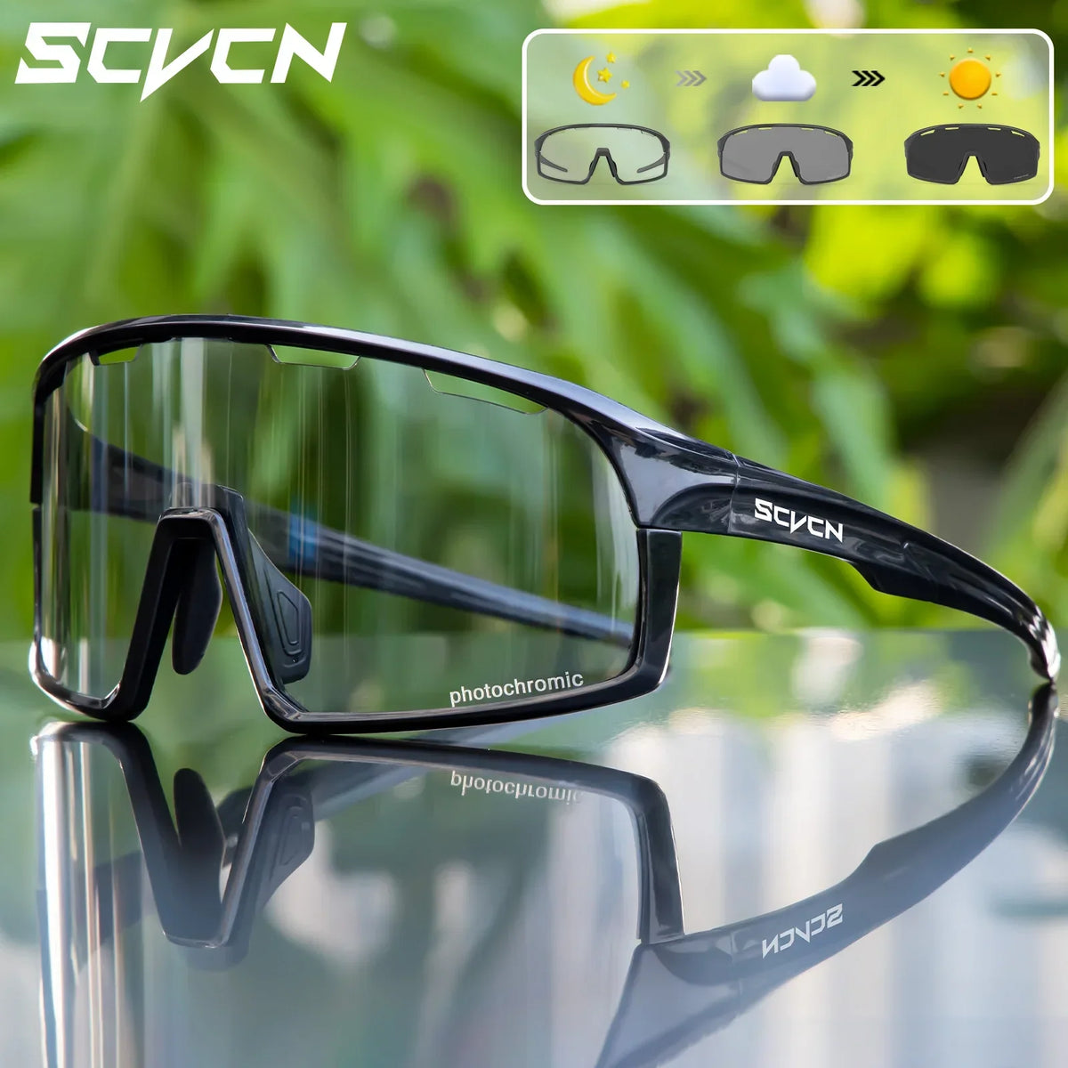 SCVCN Sports Photochromic Sunglasses Men Outdoor Bicycle Cycling Glasses Women Driving Bike Eyewear UV400 Climbing Goggles
