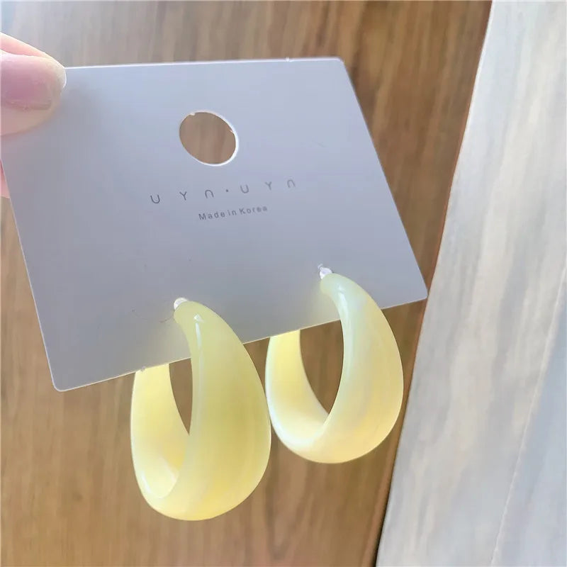 C-Shape Resin Hoop Earrings | Colorful Geometric Acrylic Jewelry for Women