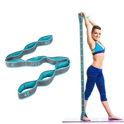 Elastic Yoga Stretching Strap with Loops for Pilates & Dance