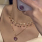 Elegant Women's Double Layer Heart Pendant Necklace | Synthetic Zirconia Collarbone Jewelry