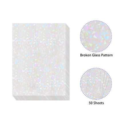 50 Sheets Holographic Cold Lamination Film | Clear Self-Adhesive Waterproof Overlay